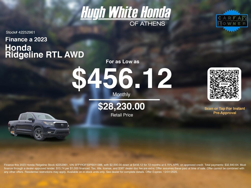 Used 2023 Honda Ridgeline RTL Truck Crew Cab