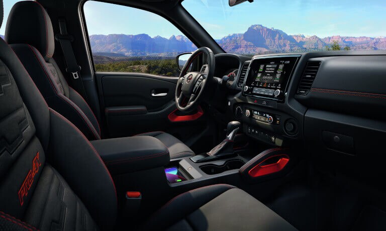 2022 Nissan Frontier interior front with infotainment system
