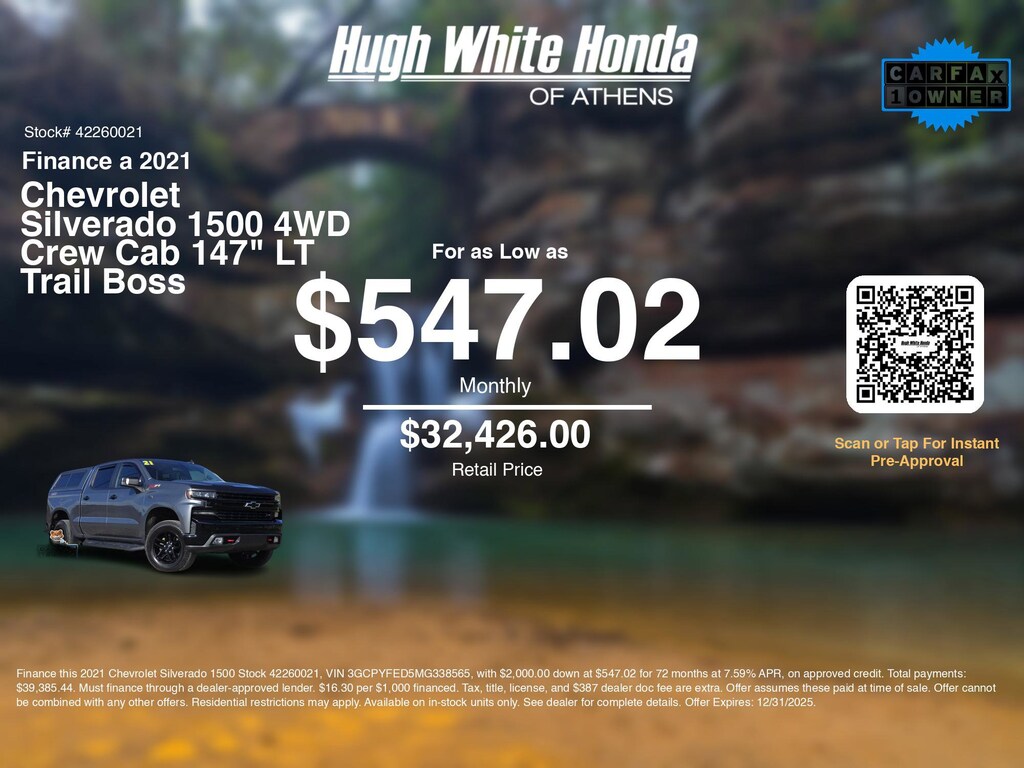 Used 2021 Chevrolet Silverado 1500 LT Trail Boss Truck Crew Cab