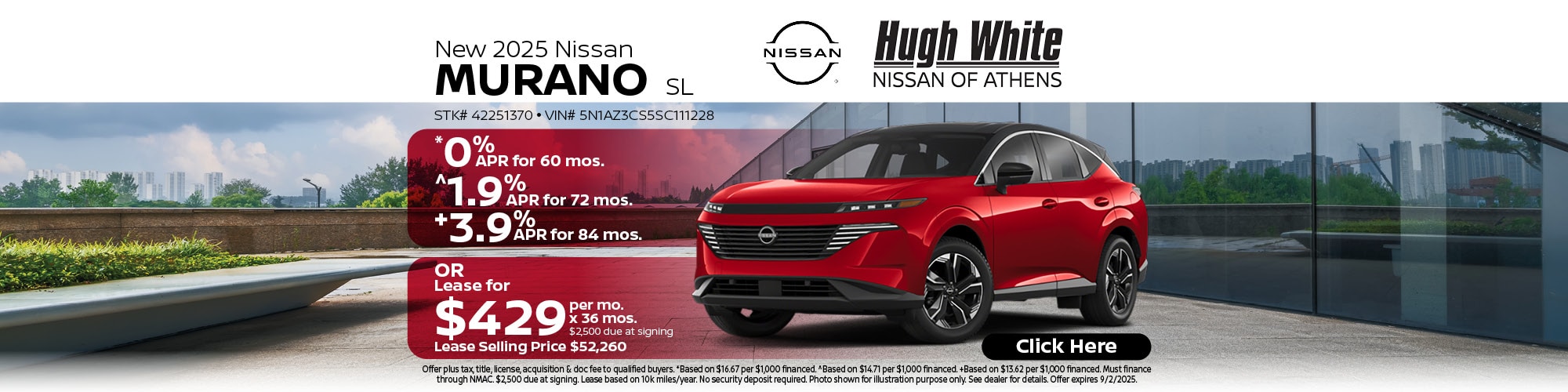 2025 Nissan Murano Lease or Finance Offer | Hugh White Nissan Athens