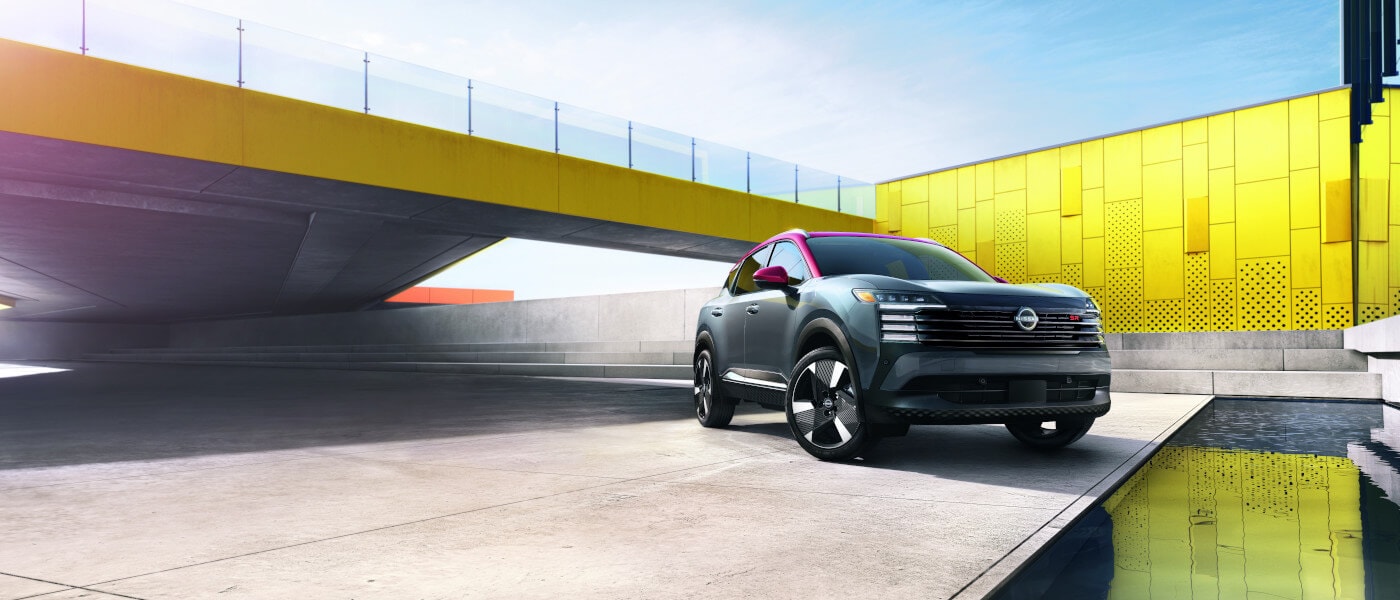2026 Nissan Kicks parked by colorful walkway