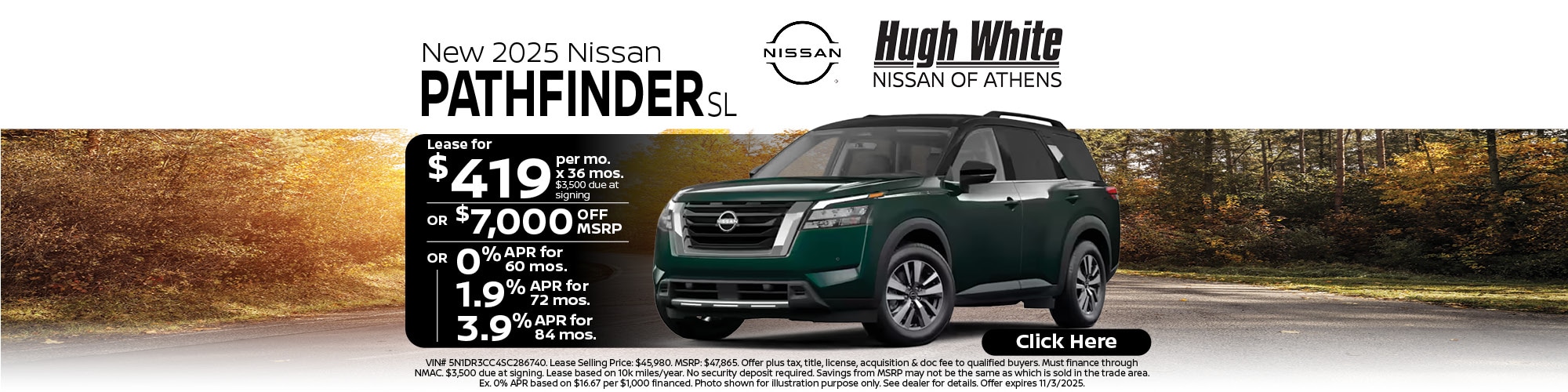 2025 Nissan Pathfinder Lease or Finance Offer | Hugh White Nissan Athens