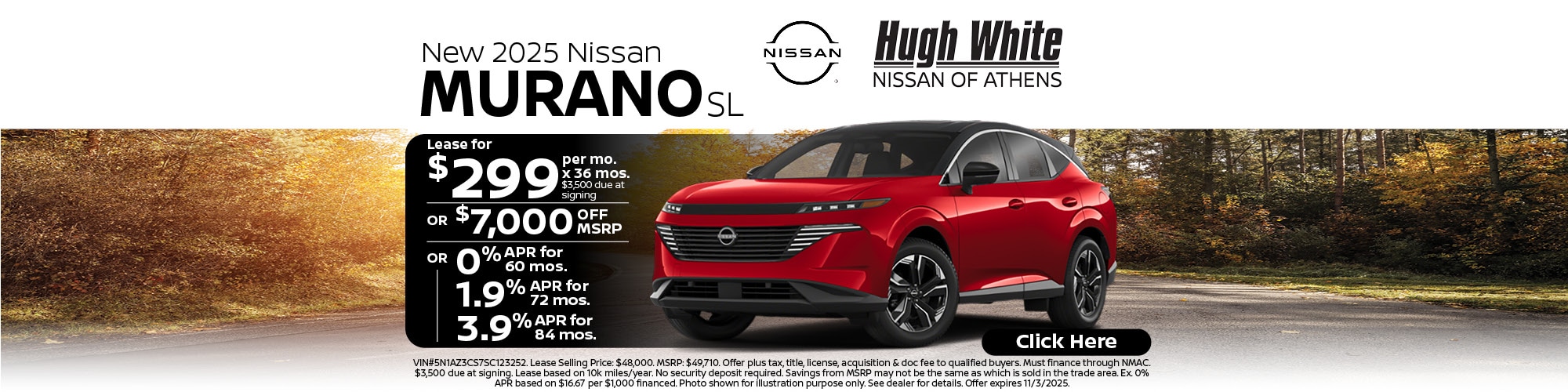 2025 Nissan Murano Lease or Finance Offer | Hugh White Nissan Athens