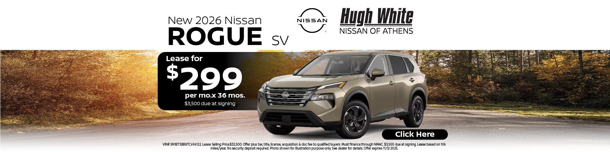2026 Nissan Rogue Lease Offer | Hugh White Nissan Athens