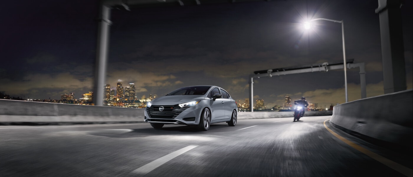 2024 Nissan Versa driving at night