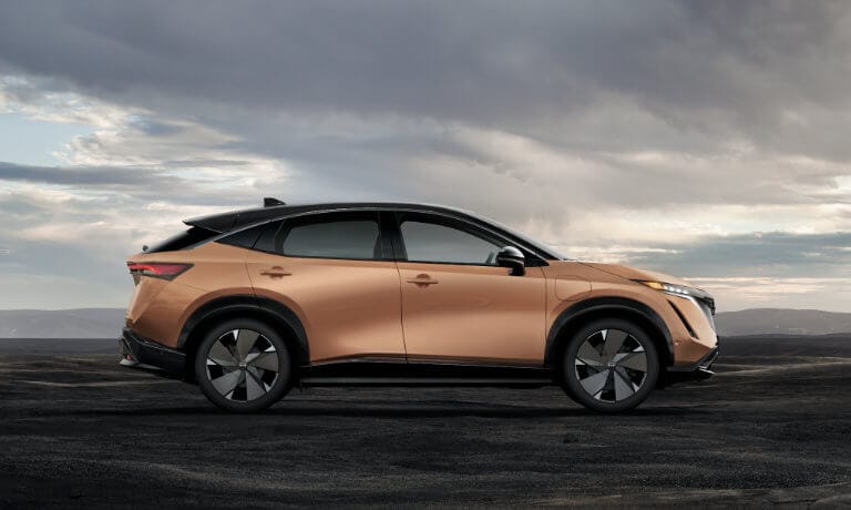 2023 Nissan ARIYA parked in black sand plains