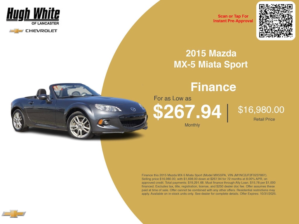 Used 2015 Mazda Mazda MX-5 Miata Sport Convertible