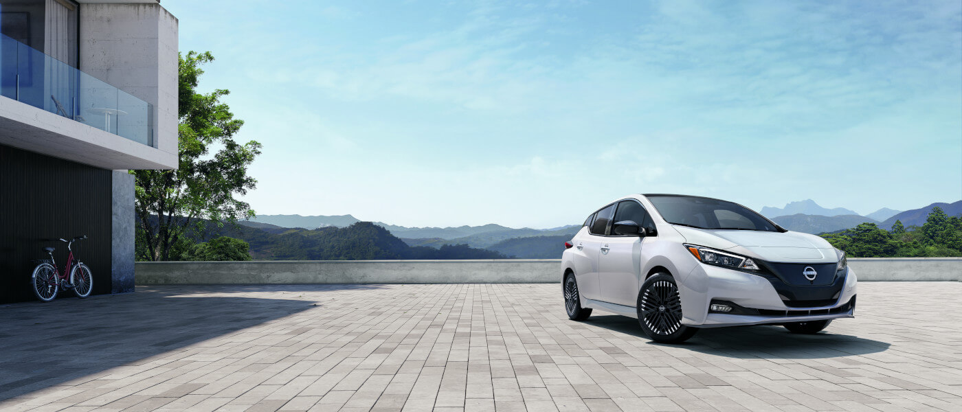 2024 Nissan LEAF parked on terrace at a home