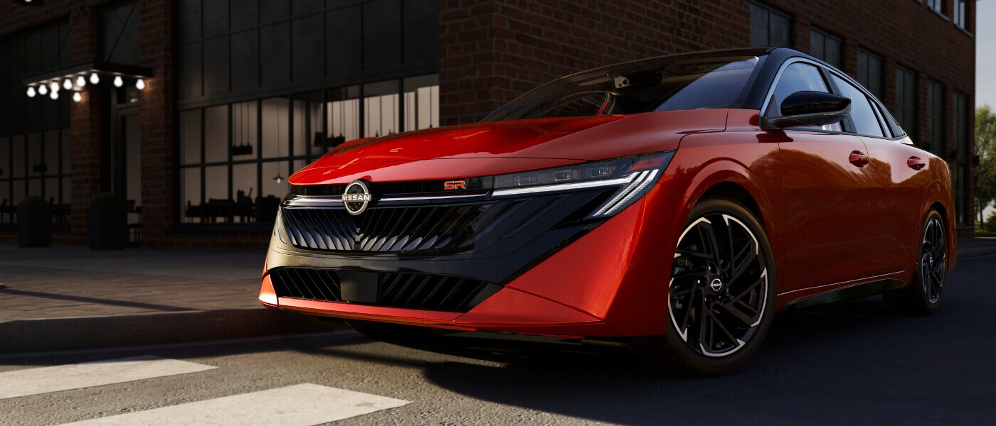 2026 Nissan Sentra close up in a town