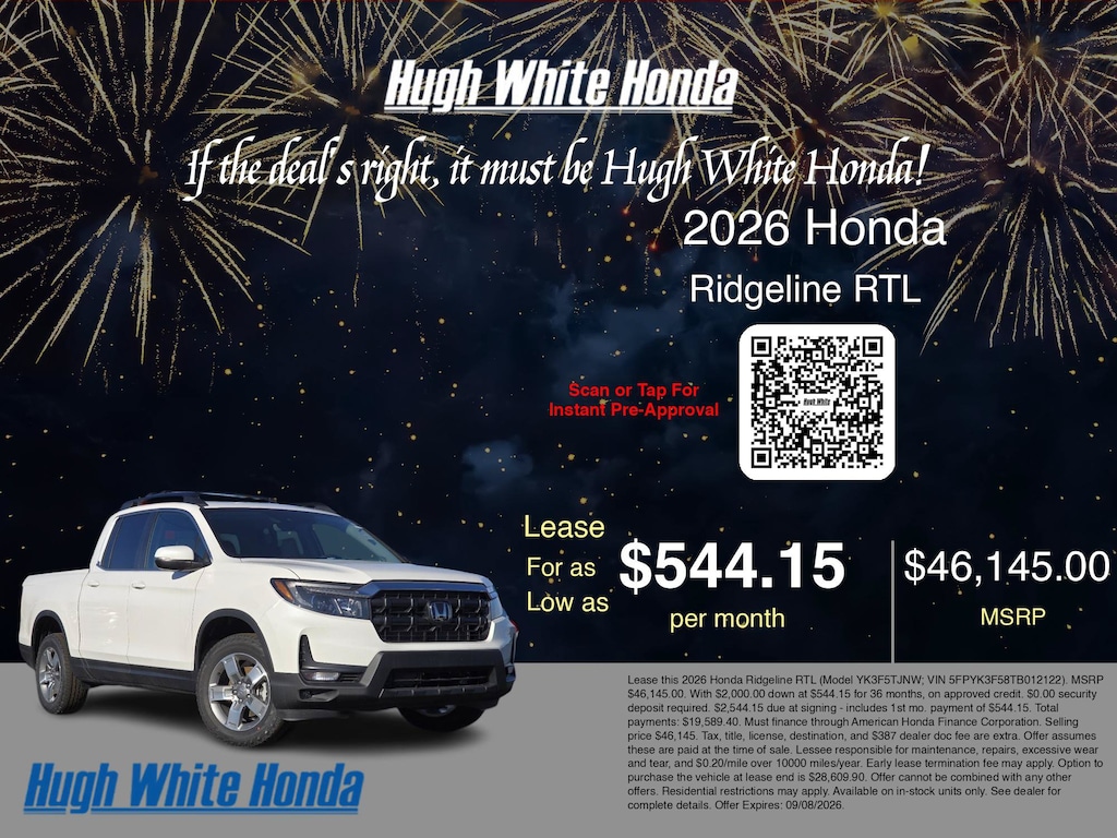 New 2026 Honda Ridgeline RTL RTL AWD