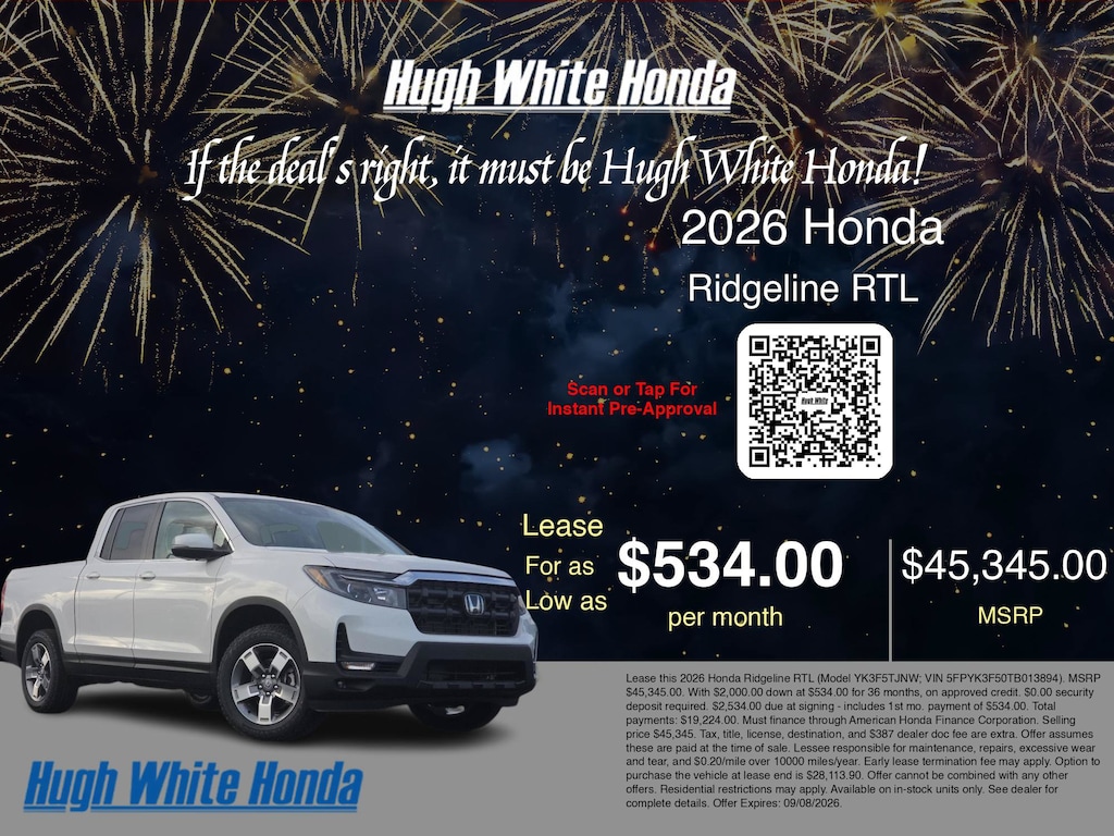New 2026 Honda Ridgeline RTL RTL AWD