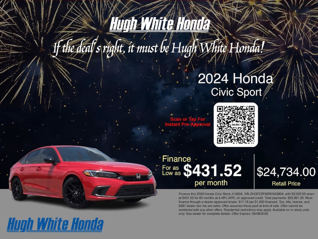 Certified 2024 Honda Civic Sedan Sport Sport CVT