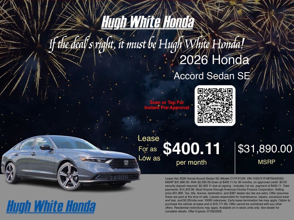 New 2026 Honda Accord Sedan SE SE CVT
