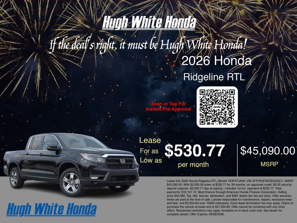 New 2026 Honda Ridgeline RTL RTL AWD