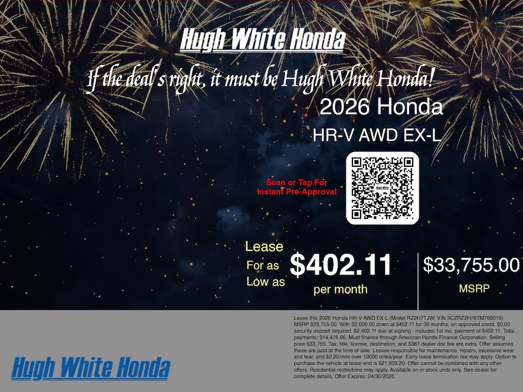 New 2026 Honda HR-V EX-L EX-L AWD CVT