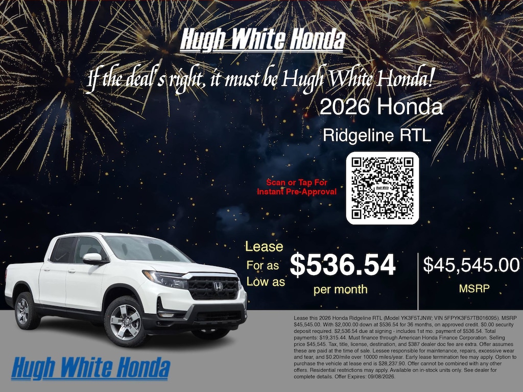 New 2026 Honda Ridgeline RTL RTL AWD
