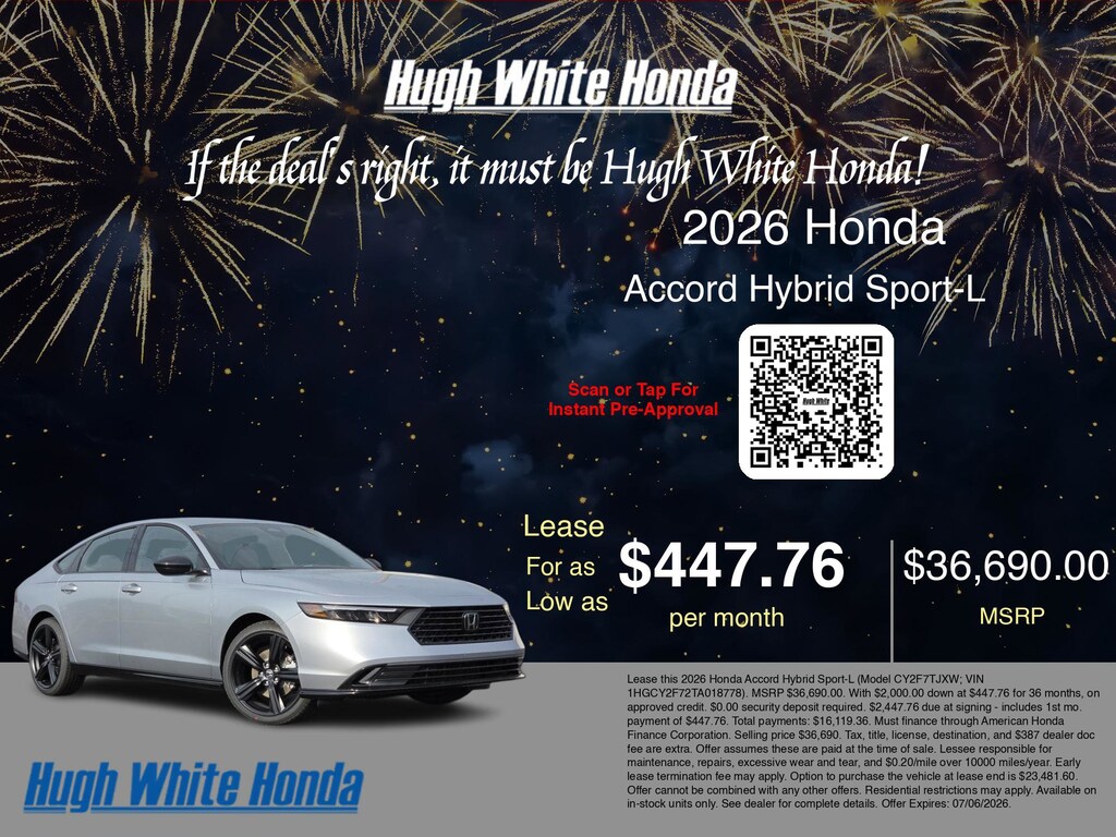 New 2026 Honda Accord Hybrid Sport-L Sedan