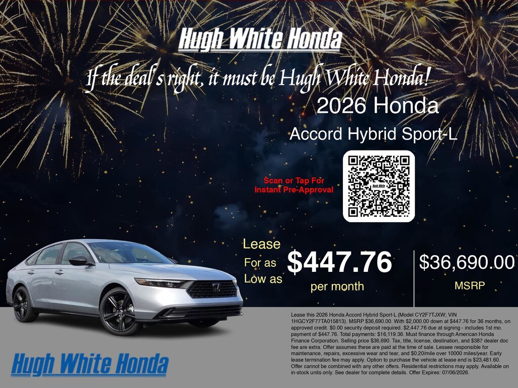 New 2026 Honda Accord Hybrid Sport-L Sedan