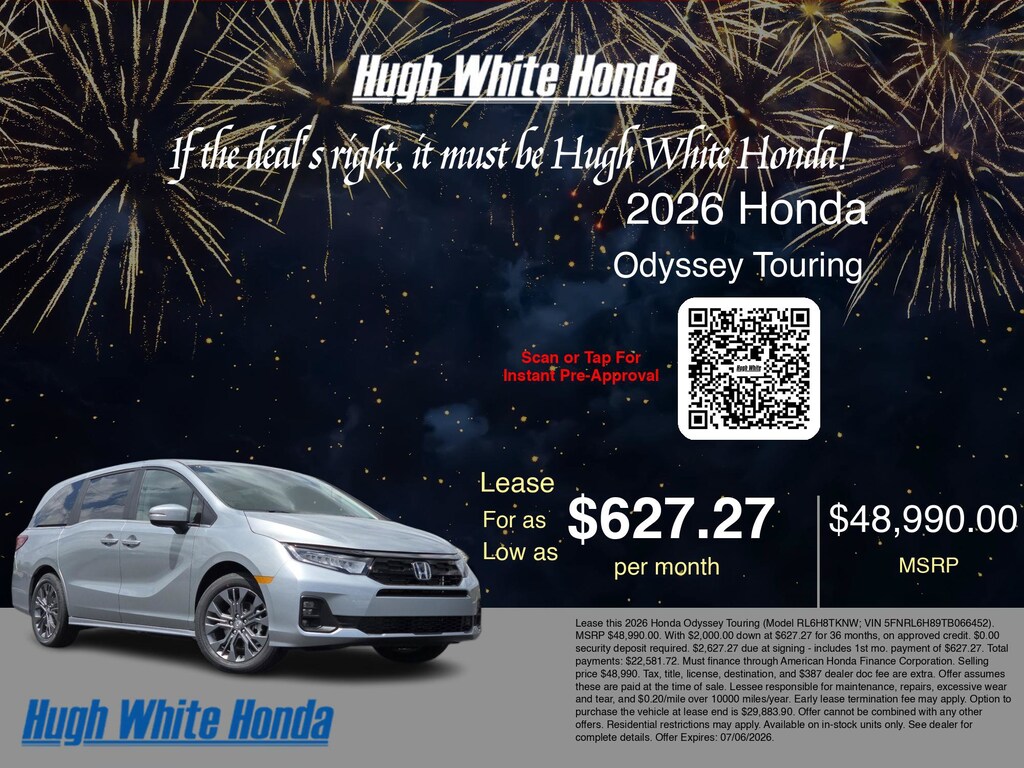 New 2026 Honda Odyssey Touring Touring Auto
