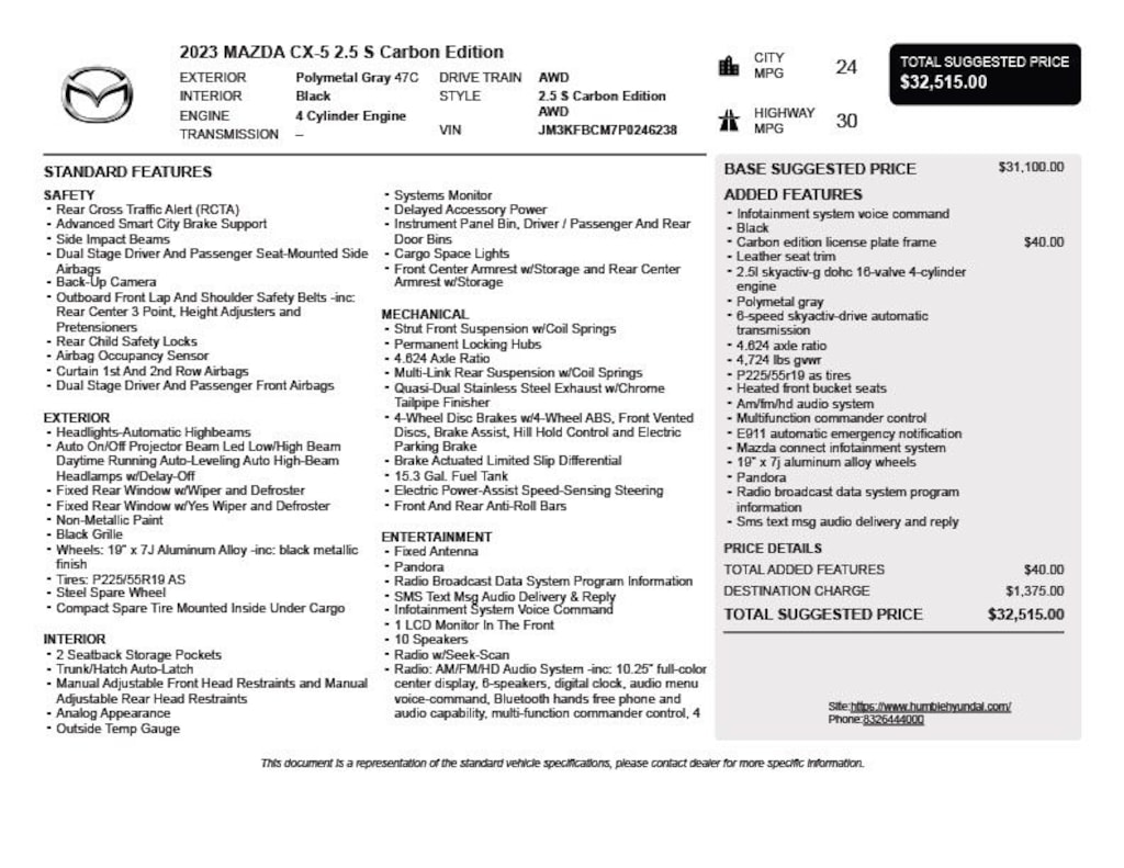 Used 2023 Mazda CX-5 2.5 S Carbon Edition SUV