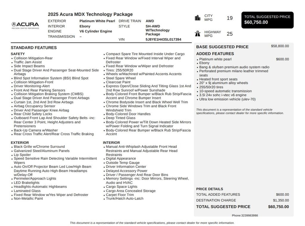 Certified 2025 Acura MDX Technology Package SUV