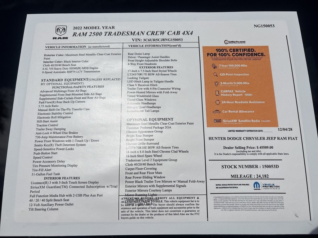 Certified 2022 Ram 2500 Tradesman Truck