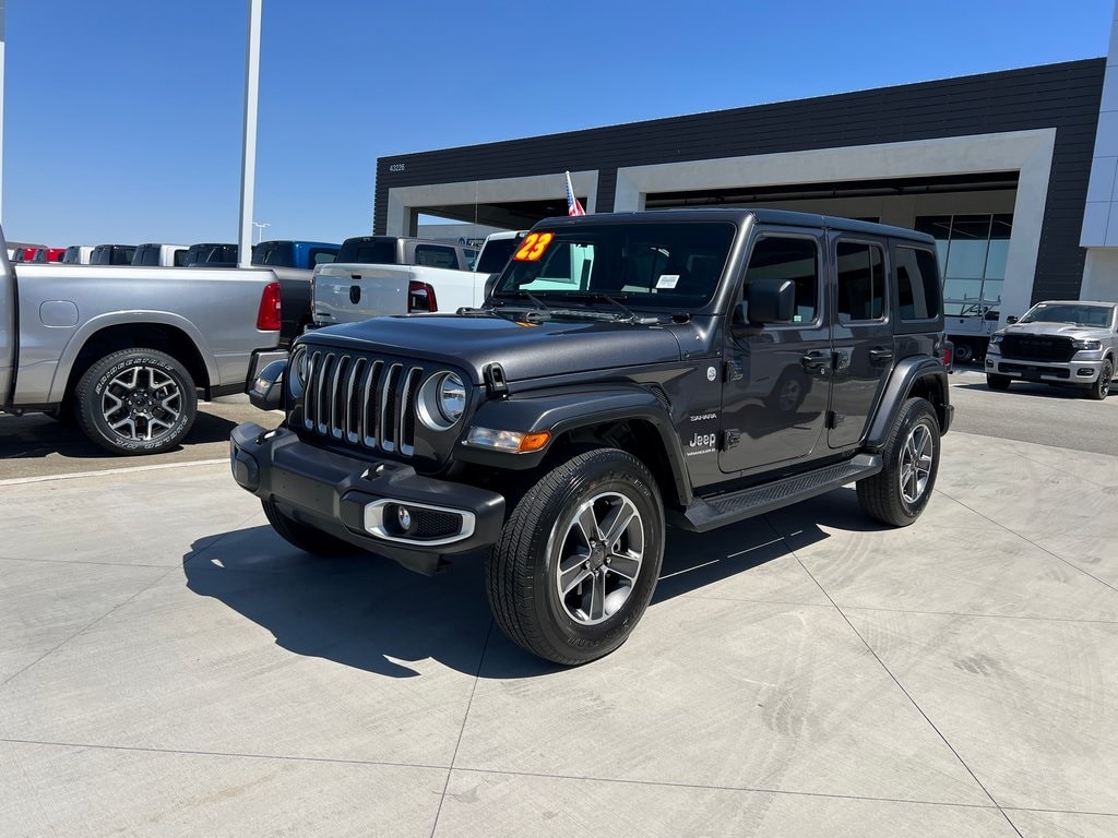 Certified 2023 Jeep Wrangler 4-Door Sahara with VIN 1C4HJXEN8PW687152 for sale in Lancaster, CA