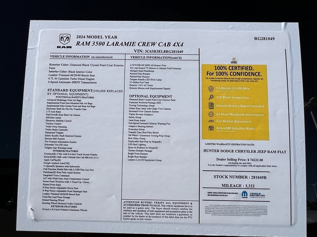 Certified 2024 Ram 3500 Laramie Truck