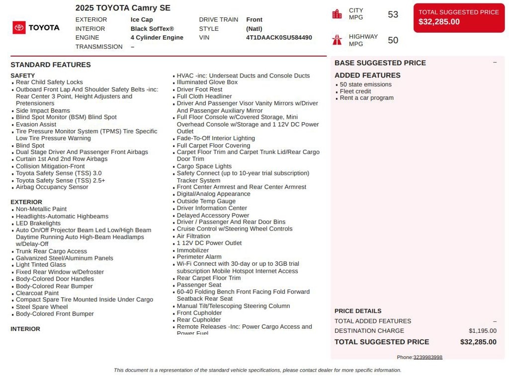 Certified 2025 Toyota Camry SE Sedan