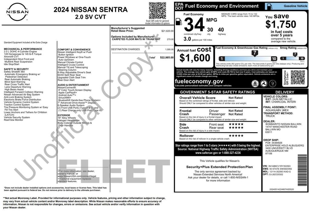 Certified 2024 Nissan Sentra SV Sedan
