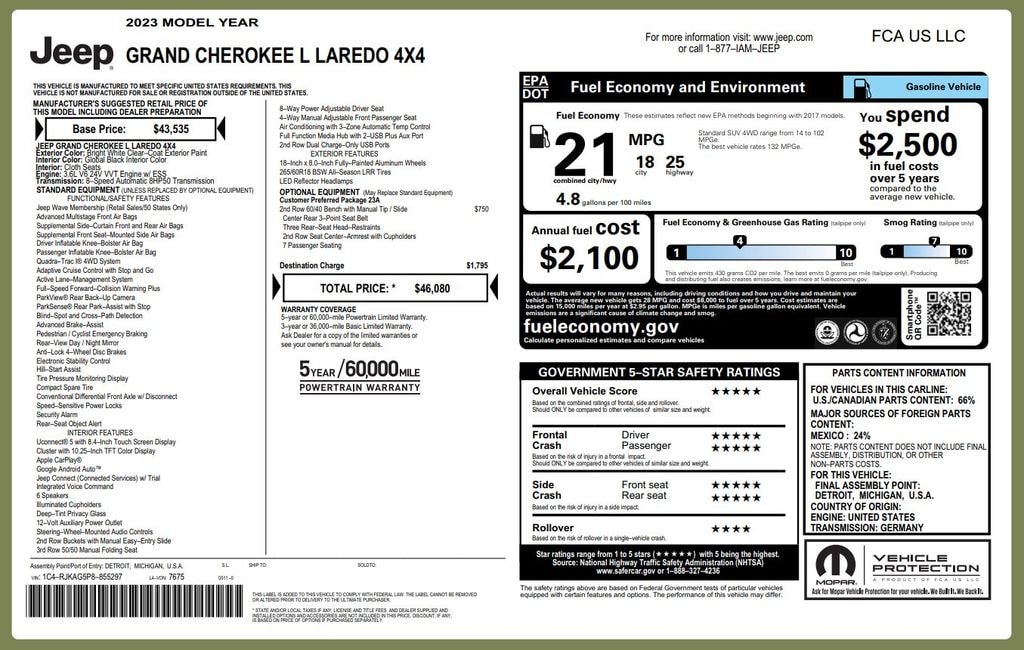 Certified 2023 Jeep Grand Cherokee L Laredo SUV