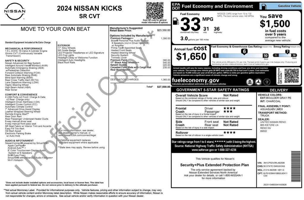 Certified 2024 Nissan Kicks SR SUV