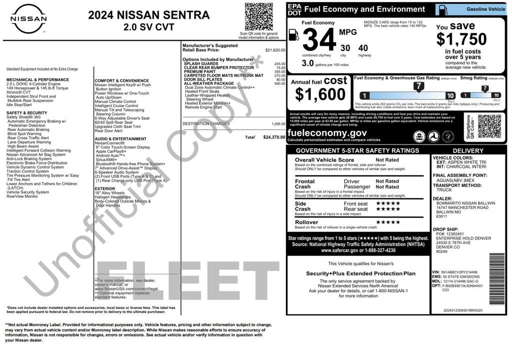 Certified 2024 Nissan Sentra SV Sedan