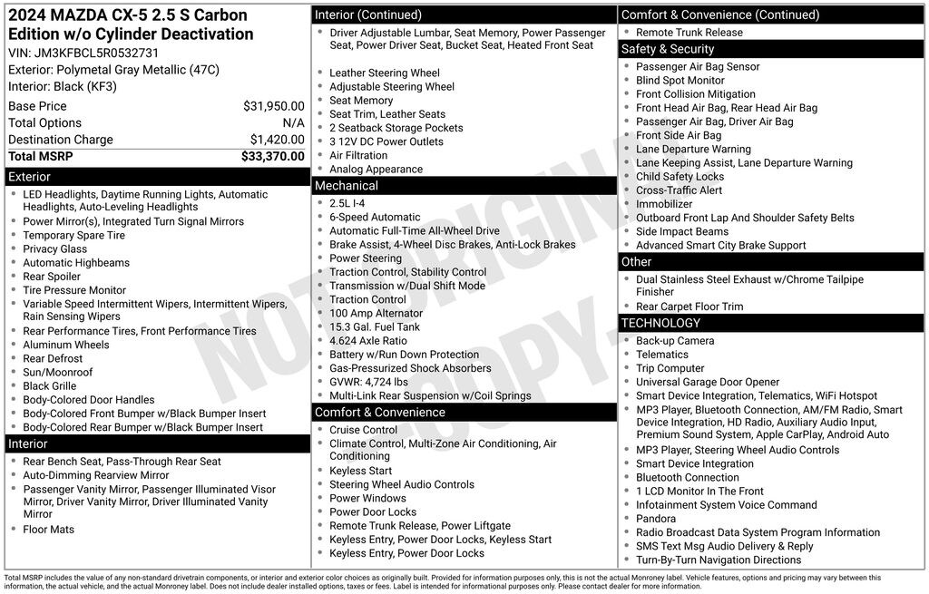 Certified 2024 Mazda CX-5 2.5 S Carbon Edition SUV