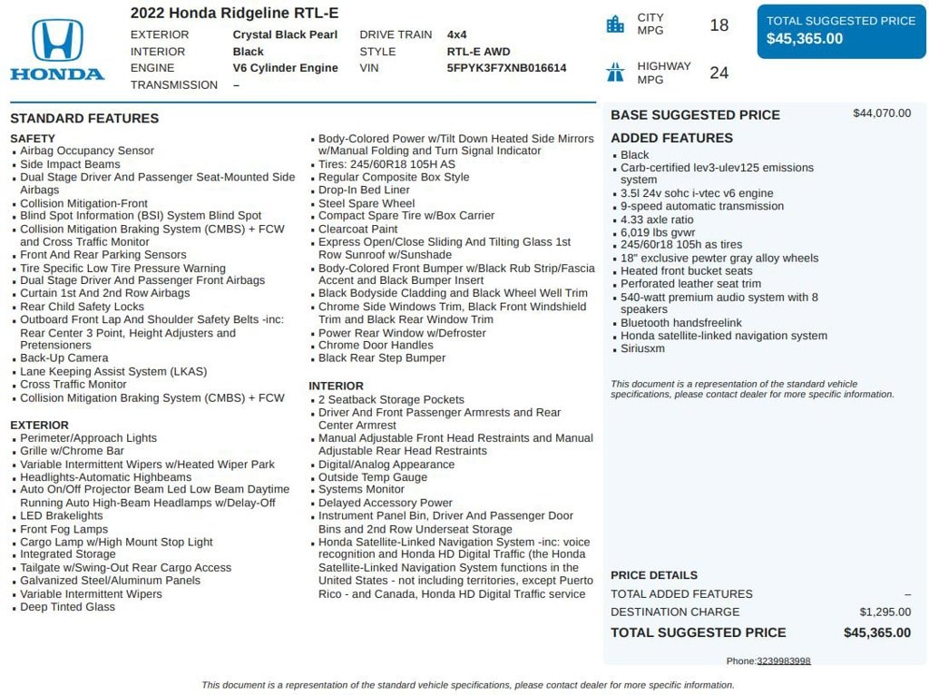 2022 Honda Ridgeline RTL-E