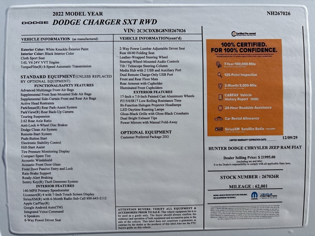 Certified 2022 Dodge Charger SXT Sedan