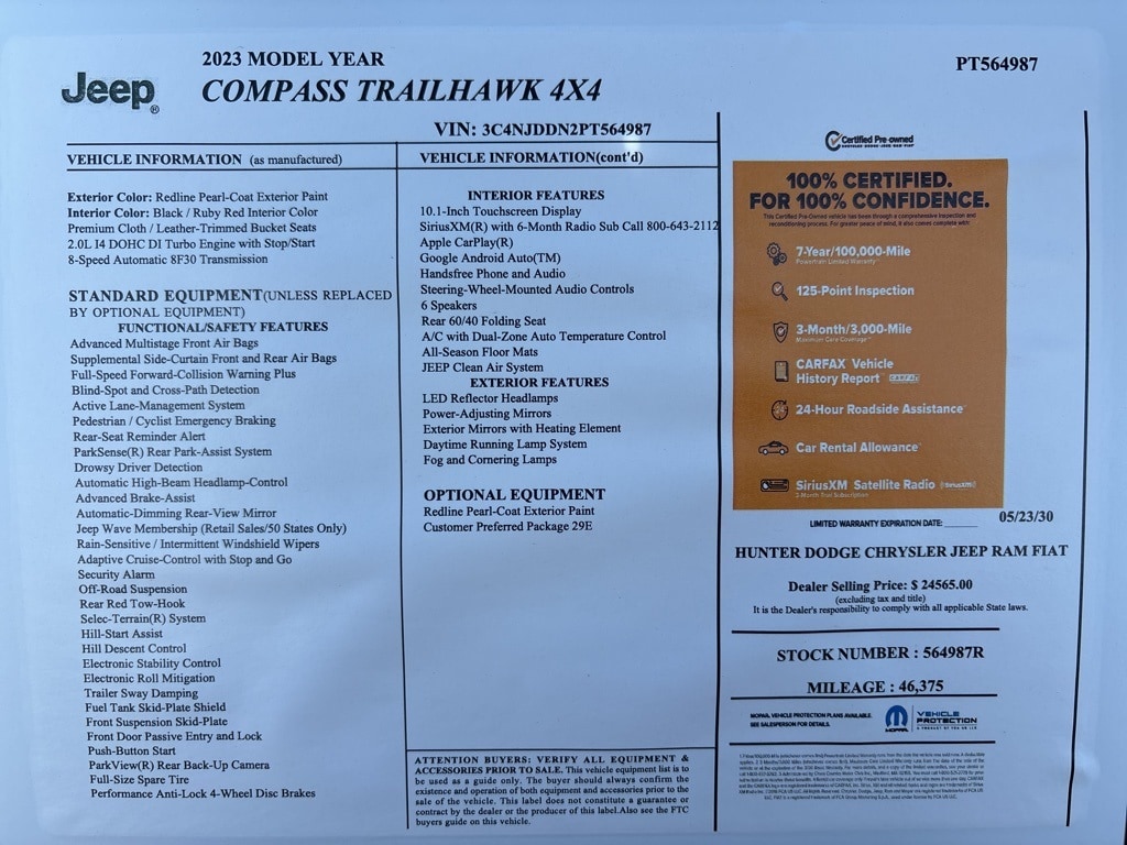 Certified 2023 Jeep Compass Trailhawk SUV