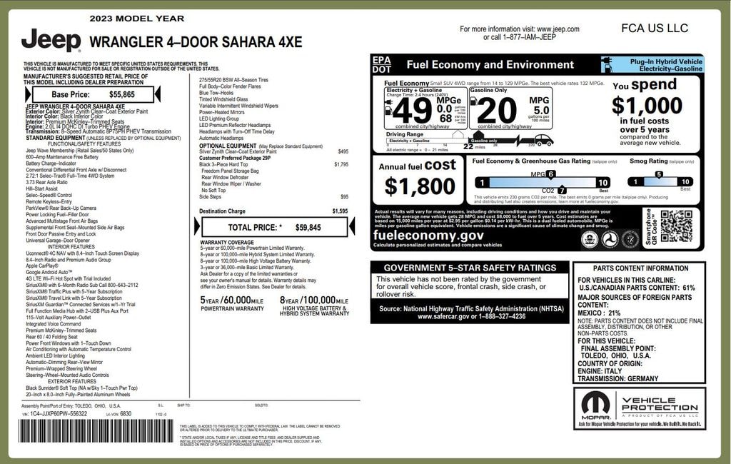 Certified 2023 Jeep Wrangler Sahara 4xe SUV