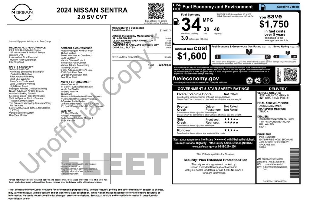 Certified 2024 Nissan Sentra SV Sedan