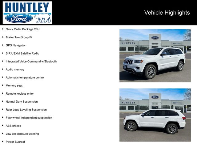 Used 2015 Jeep Grand Cherokee Limited with VIN 1C4RJFBT7FC954542 for sale in Huntley, IL