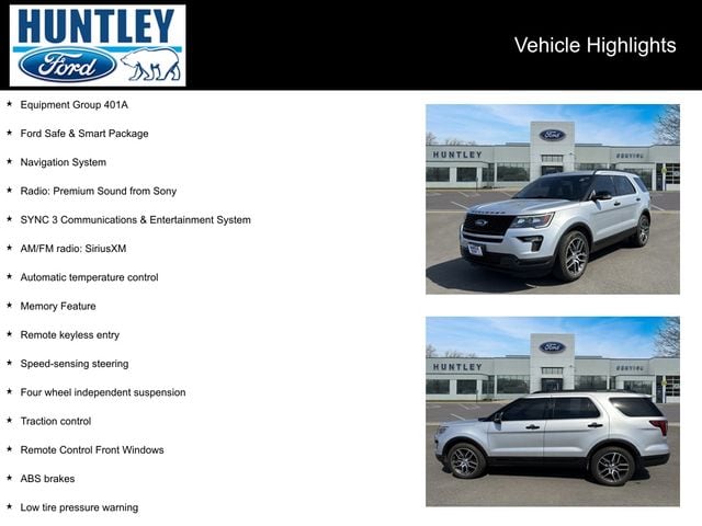 Used 2018 Ford Explorer Sport with VIN 1FM5K8GTXJGB27972 for sale in Huntley, IL