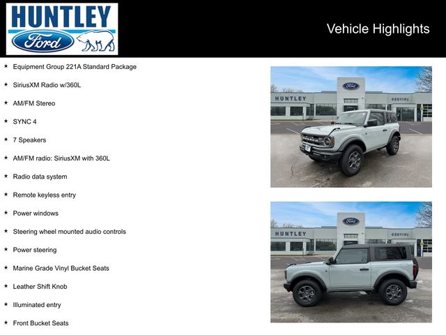 Certified 2024 Ford Bronco 2-Door Big Bend with VIN 1FMDE7AH7RLB53174 for sale in Huntley, IL
