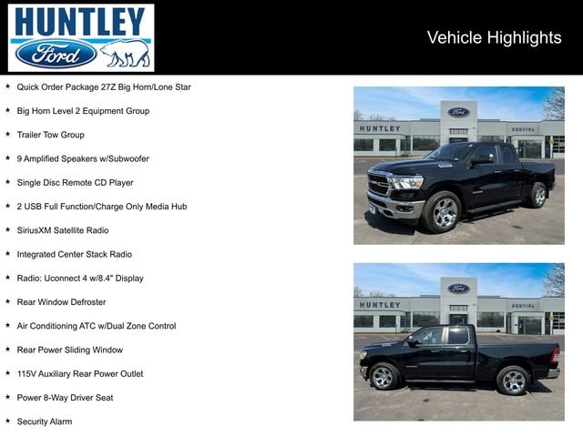 Used 2019 RAM Ram 1500 Pickup Big Horn/Lone Star with VIN 1C6SRFBTXKN678972 for sale in Huntley, IL