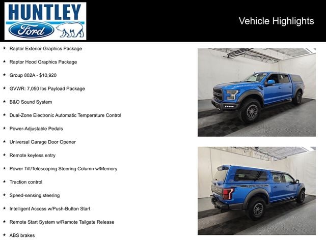 Certified 2019 Ford F-150 Raptor with VIN 1FTFW1RG9KFB41938 for sale in Huntley, IL