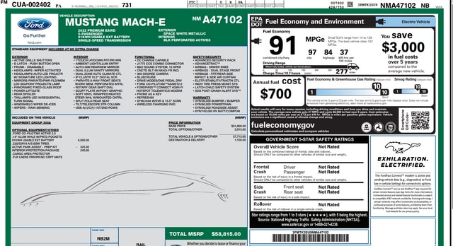 Used 2022 Ford Mustang Mach-E Premium AWD with VIN 3FMTK3SU9NMA47102 for sale in Huntley, IL