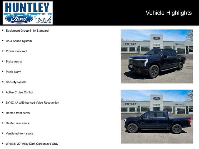 Used 2024 Ford F-150 Lightning Lariat with VIN 1FT6W5L72RWG31356 for sale in Huntley, IL