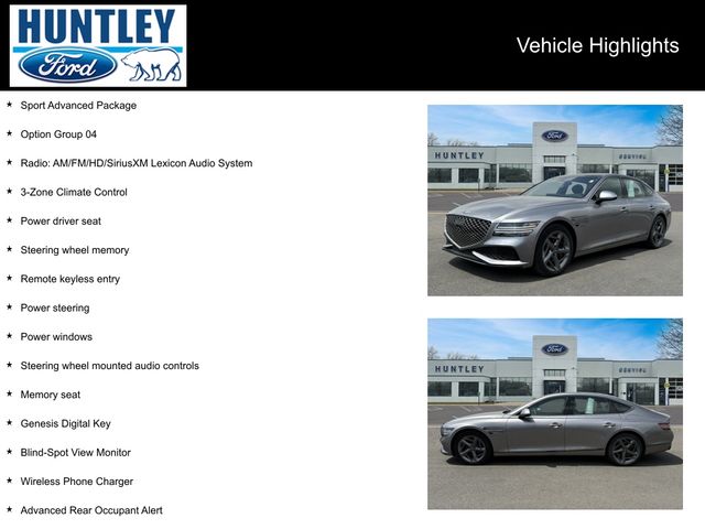 Used 2024 GENESIS G80 SPORT with VIN KMTGB4SD8RU214953 for sale in Huntley, IL