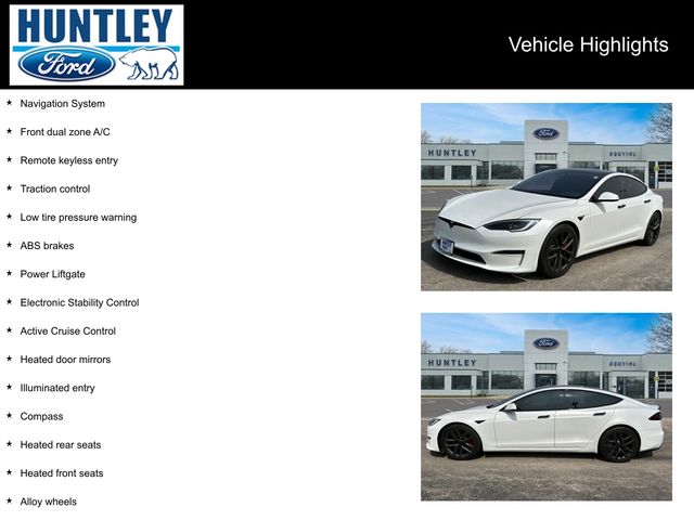 Used 2022 Tesla Model S Base with VIN 5YJSA1E55NF474566 for sale in Huntley, IL