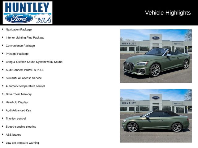 Used 2022 Audi S5 Cabriolet Prestige with VIN WAUY4GF59NN000797 for sale in Huntley, IL