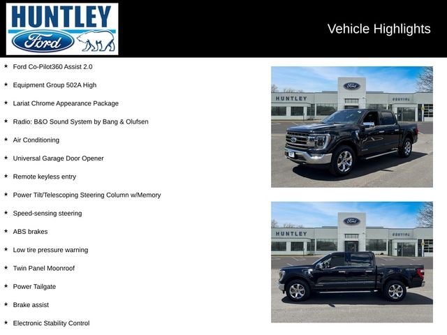 Used 2021 Ford F-150 Lariat with VIN 1FTFW1ED1MFB23206 for sale in Huntley, IL